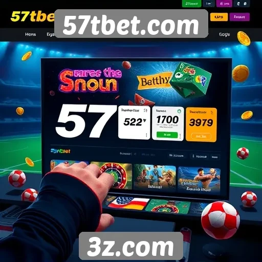 Interface do usuário do site 57tbet destaca experiências de jogo